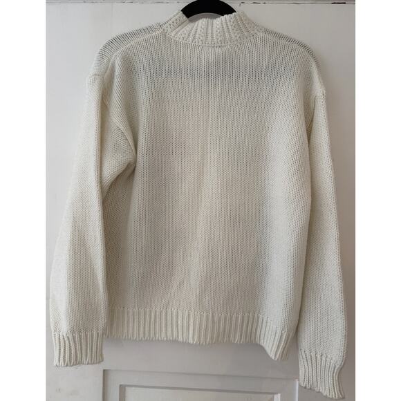 Vintage Erika knit cottage core button cardigan sweater with floral detail sz M - Picture 3 of 6